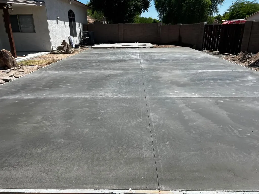 Concrete slab poured and floated flat